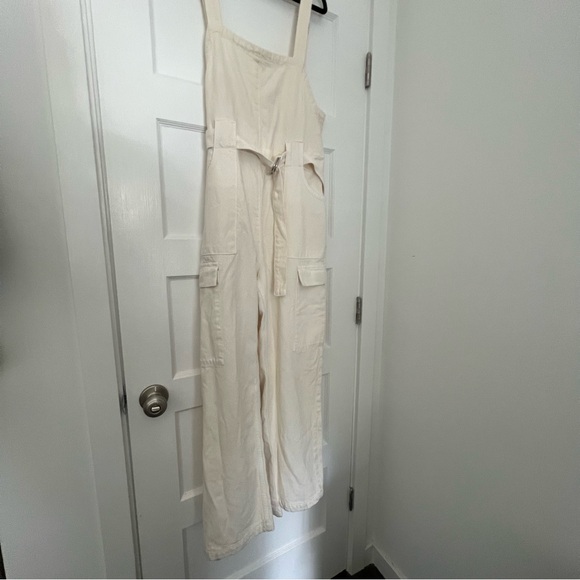 Mango Straight Denim Dungarees in Ivory Small NWT - Picture 7 of 11